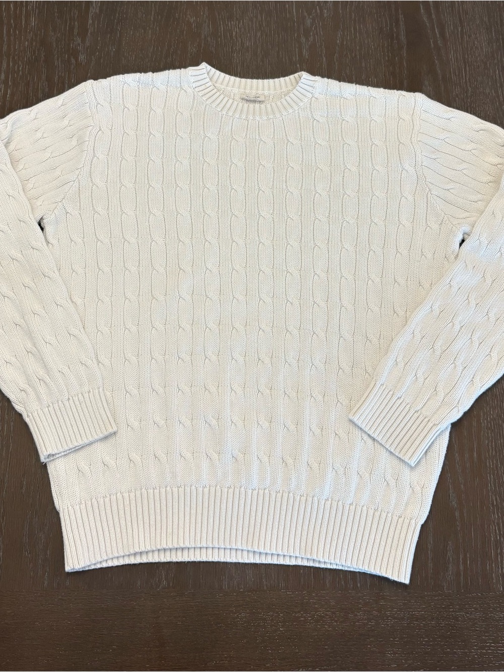 John Galt by Brandy Melville Women’s Large Cable Knit Crewneck Sweater - Cream